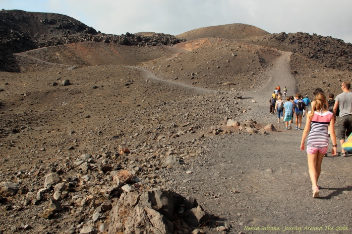 Hiking on active volcanic island, Nea Kamini...beautifully barren and rugged landscape