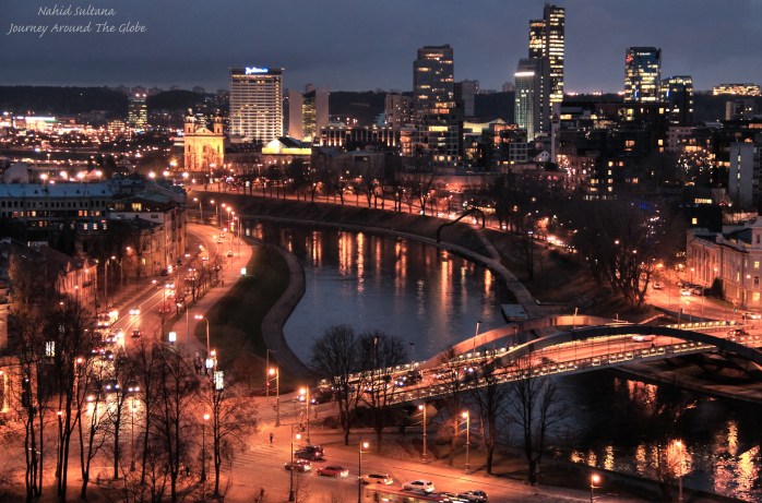 Vilnius after dark, a stunning view from Gediminas Castle