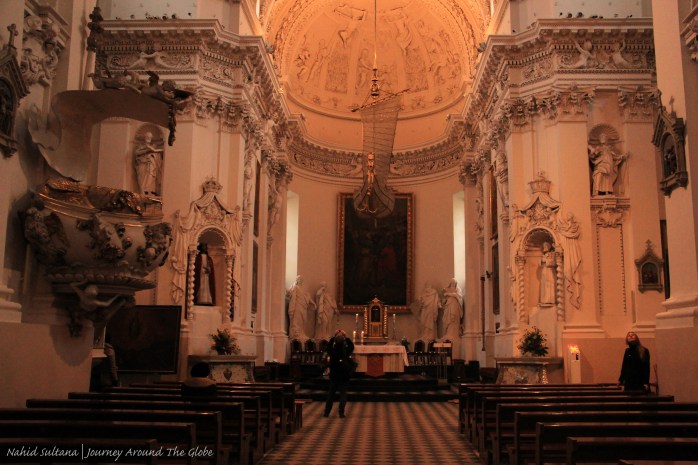 Inside Church of St. Peter and Paul in Vilnius, Lithuania...a masterpiece of Lithuanian Baroque