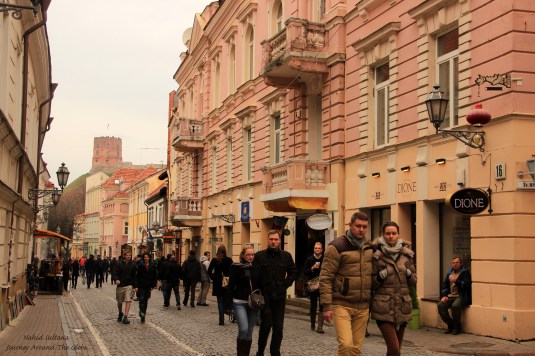 Old town of Vilnius, Tower of Gediminas Castle in the back 