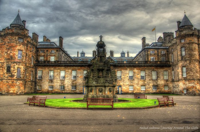 Front facade of Holyrood Palace at one end of Royal Mile, Edinburgh