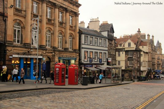 Walking on Royal Mile in Edinburgh
