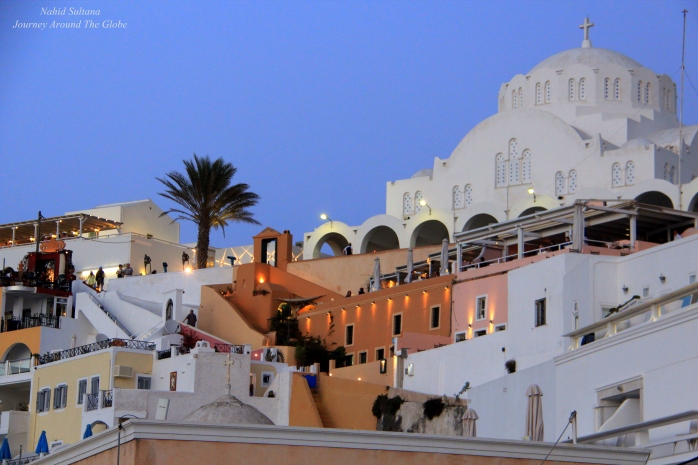 Fira with Cathedral Church of Candlemas of the Lord on the right side