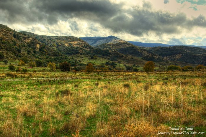 Driving by scenic Troodos Mountains in Cyprus