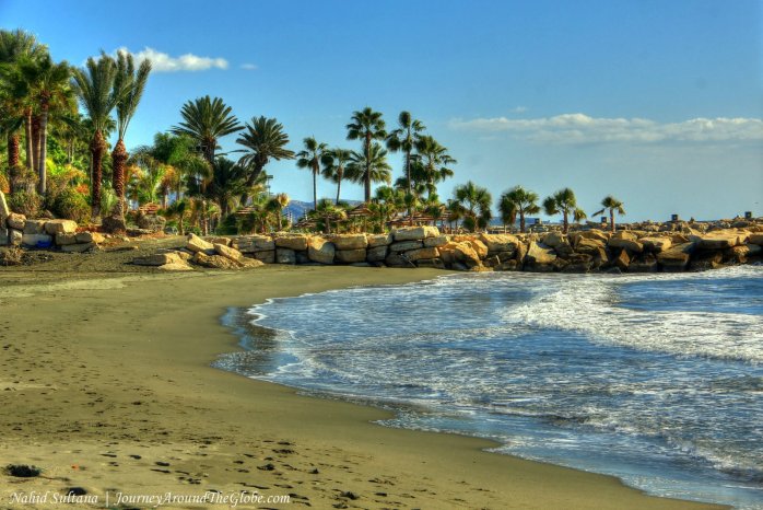 Blue Mediterranean in front of our hotel in Limassol, Cyprus