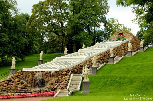 One of many fountains of Peterhof in St. Petersburg 