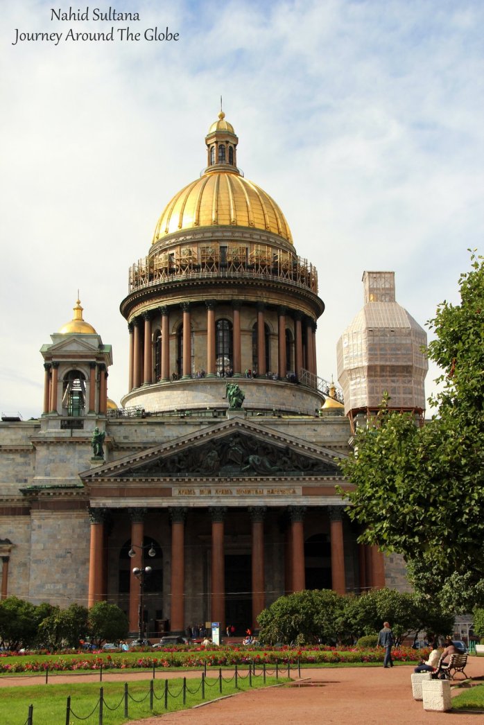 St. Isaac's Cathedral in St. Petersburg, the dome of it was constructed with about 300kg of real gold