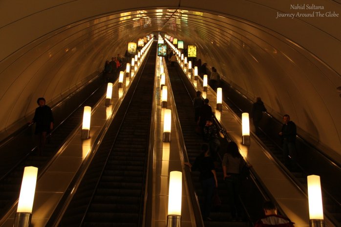 Subway in St. Petersburg, Russia - famous for its depth and fastest metro service