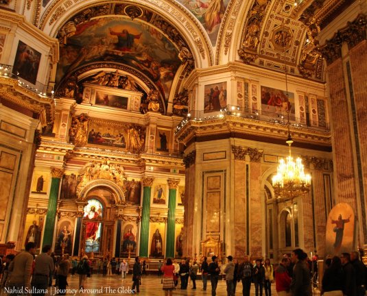 Lavish interior of St. Isaac's Cathedral in Russia