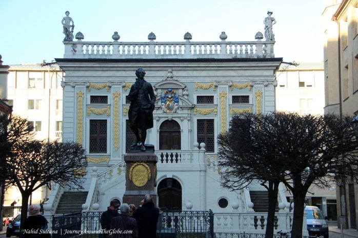 Walking around the city center of Leipzig in Germany