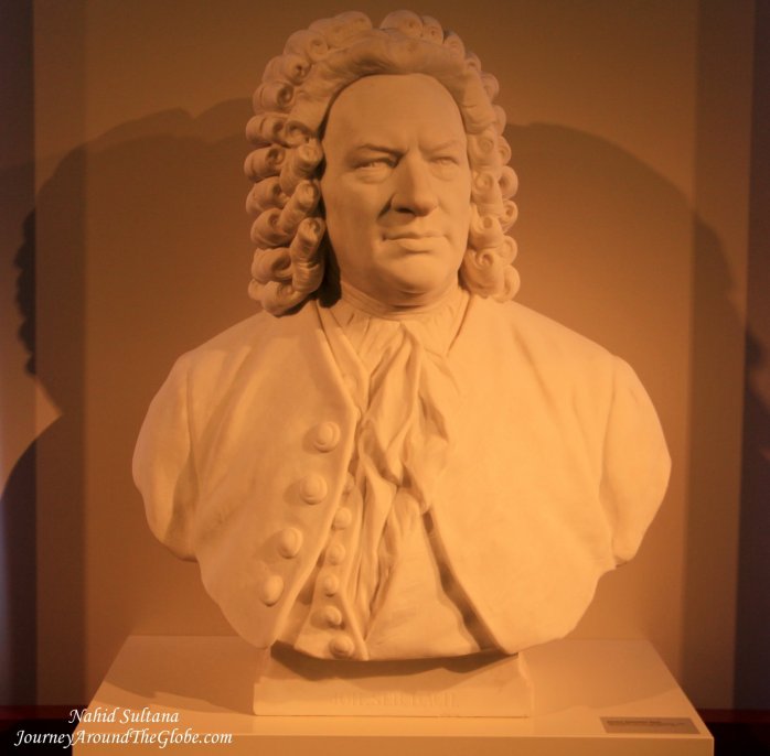 Bach's statue inside Bach's Museum in Leipzig, Germany