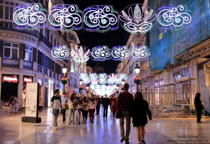 Marquis de Alrios at night in Malaga, Spain