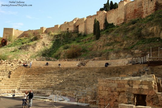 Roman Theater from the 1st century at the foothill of Malaga Alcazaba in Spain