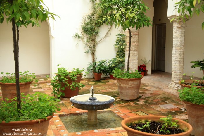 A lovely courtyard of our hotel in Cordoba, Spain