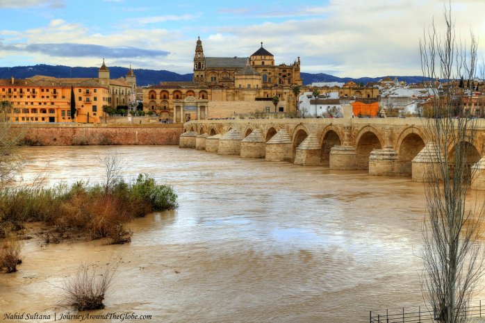 Roman Bridge as we were walking along River Guadalquivir in Cordoba, Spain