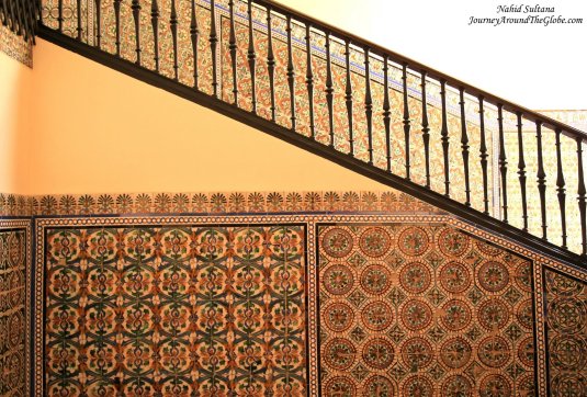 A majestic staircase of Real Alcazar of Seville, Spain