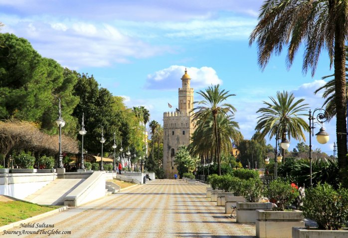 Torre de Oro, a 13th century tower in Seville, Spain