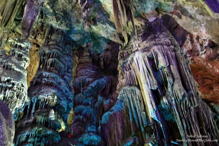 St. Micheal's Cave in Gibraltar, the color is not natural, it's created from the inside lighting system