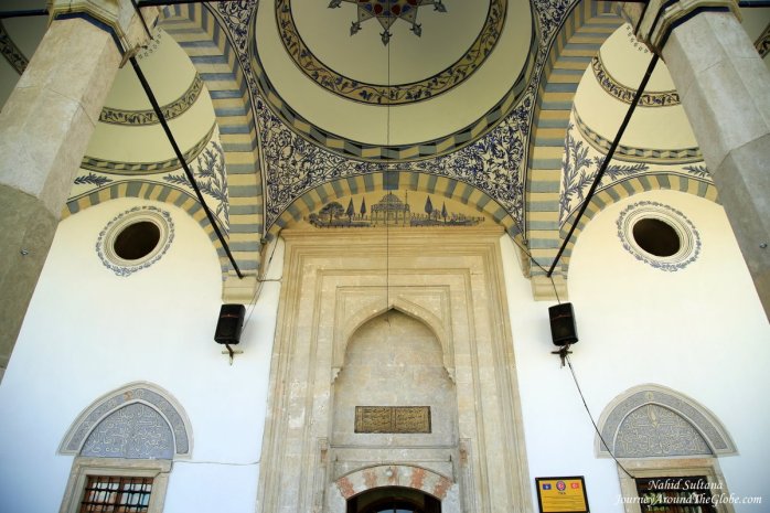 The grand entrance of King Mosque in Pristina, Kosovo