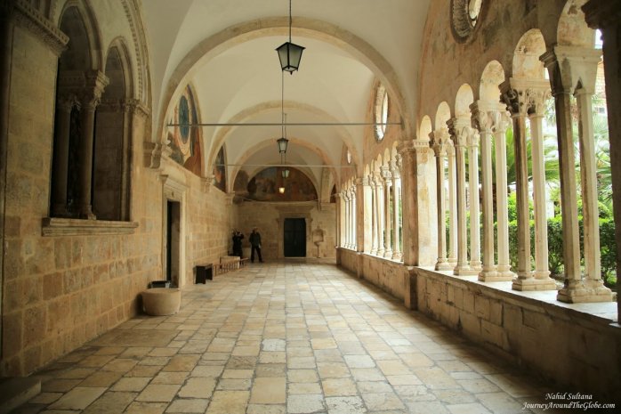 Romanesque cloister of Franciscan Monastery in Dubrovnik, Croatia 