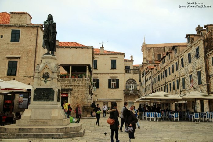 Gundulic Square in old Dubrovnik, Croatia - square was named after a Baroque poet, Ivan Gundulic