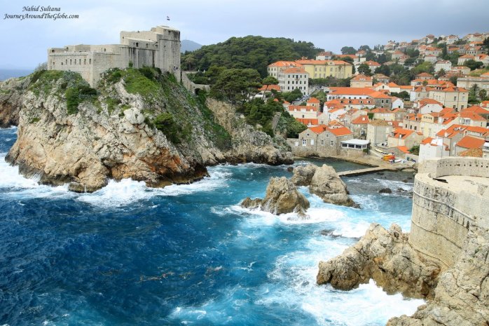 A stunning view of an old fort from the wall of Dubrovnik, Croatia