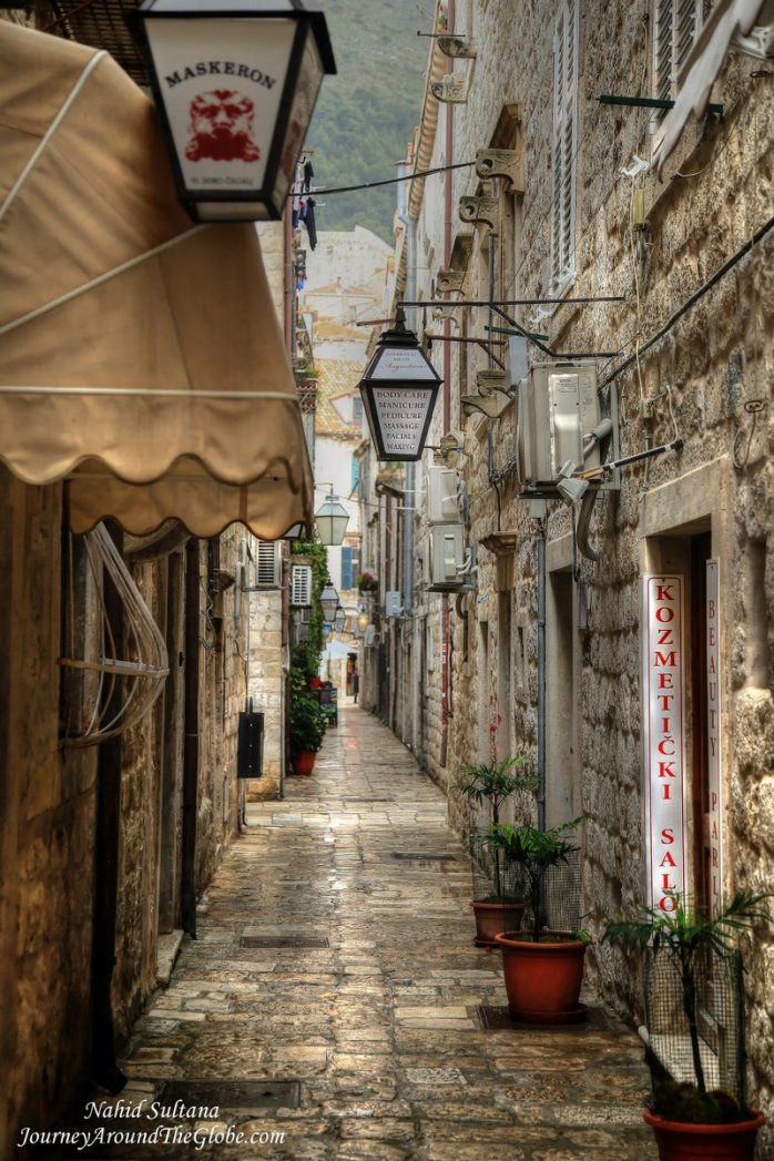 A small alley with small shops in Old Dubrovnik, Croatia 