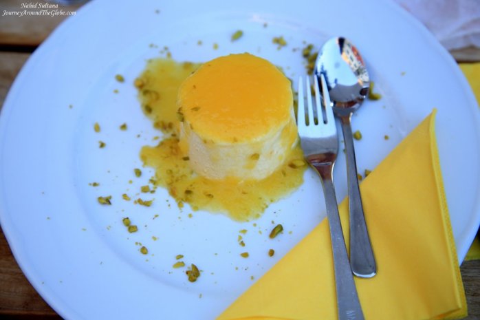 My dessert - mango mousse ice-cream in a restaurant "Maredo" in Mainz, Germany
