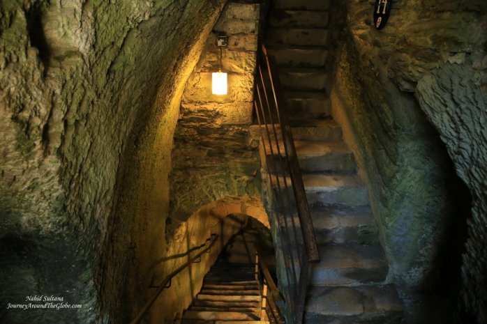 Inside an underground tunnel in Godfrey's Castle in Bouillon, Belgium