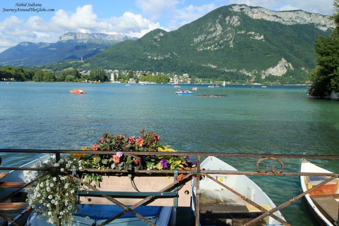 Walking along Quai Napoleon III in Annecy, France