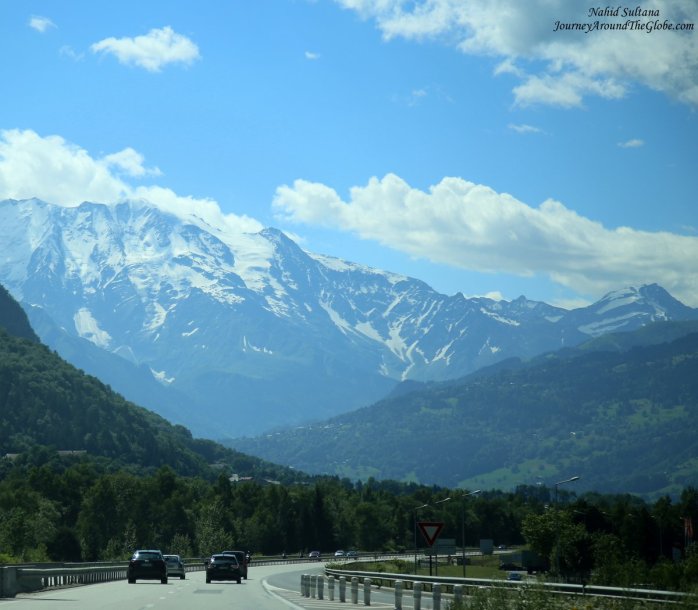 On the scenic highway from Annecy to Chamonix in France
