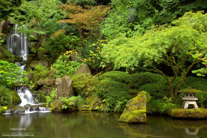 Heavenly Falls in Portland Japanese Garden in Oregon
