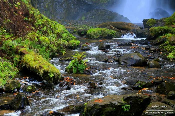 Autumn in Latourell Falls and creek in Oregon
