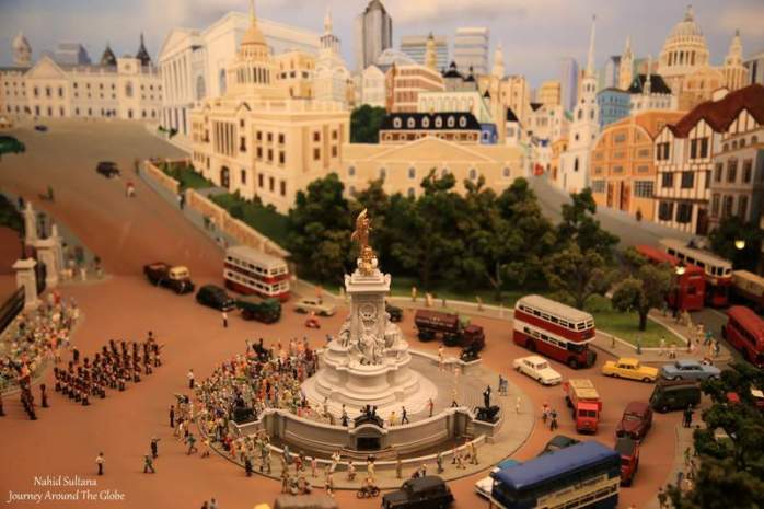 A small scale of Trafalgar Square in the Miniature World in Victoria, Canada