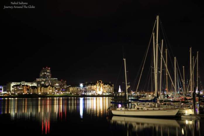 Victoria Harbor at night in British Columbia, Canada