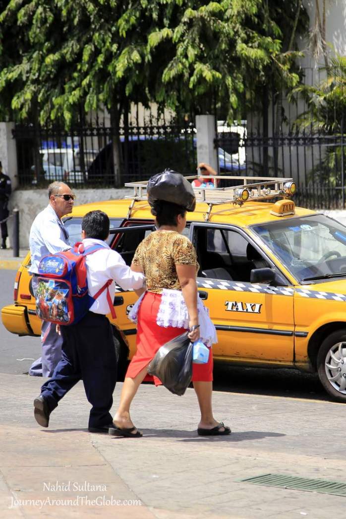Saw lots of women carrying baskets and etc on their heads in San Salvador