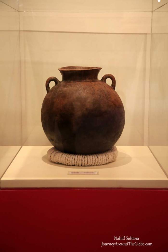 Few centuries old pottery made by the Mayan, displayed inside Joya de Ceren Museum in El Salvador