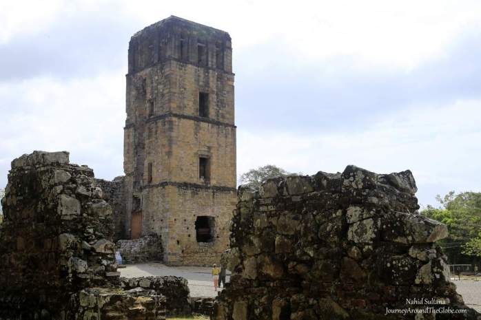 Bell tower of Panama Viejo Cathedral in ruins...in Panama City