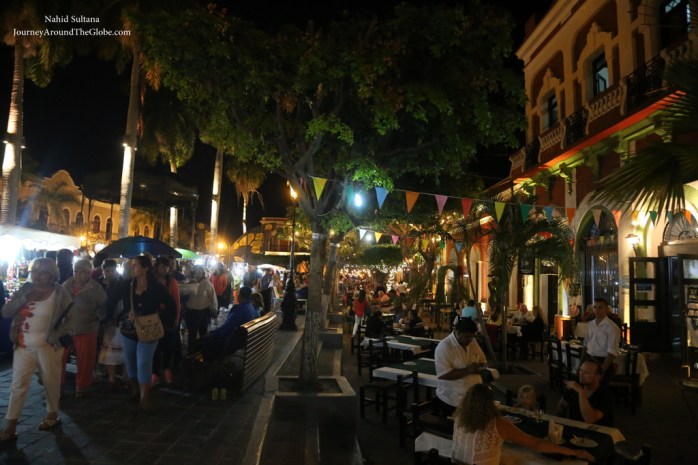 Plaza Machado at night in Mazatlan, Mexico