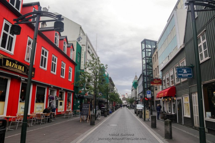 Walking around city center in Reykjavik, Iceland