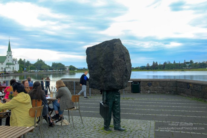 Contemporary art by Trjonin Lake in Reykjavik, Iceland